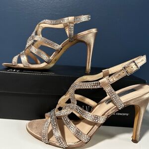 INC International Concepts Gold Rhinestone Heels